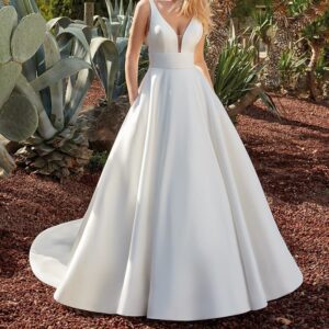 ANNA-MARIE, white satin ballgown.